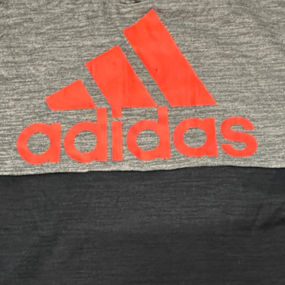 Adidas Boys Logo Hoodie Pullover Fleece Sweatshirt Gray Black Red Size L 14/16 - Picture 5 of 7
